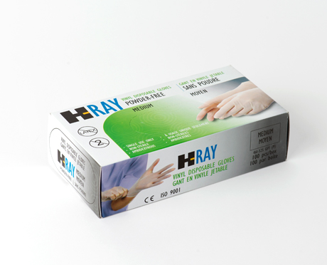 Gants de vinyle H-Ray, sans poudre