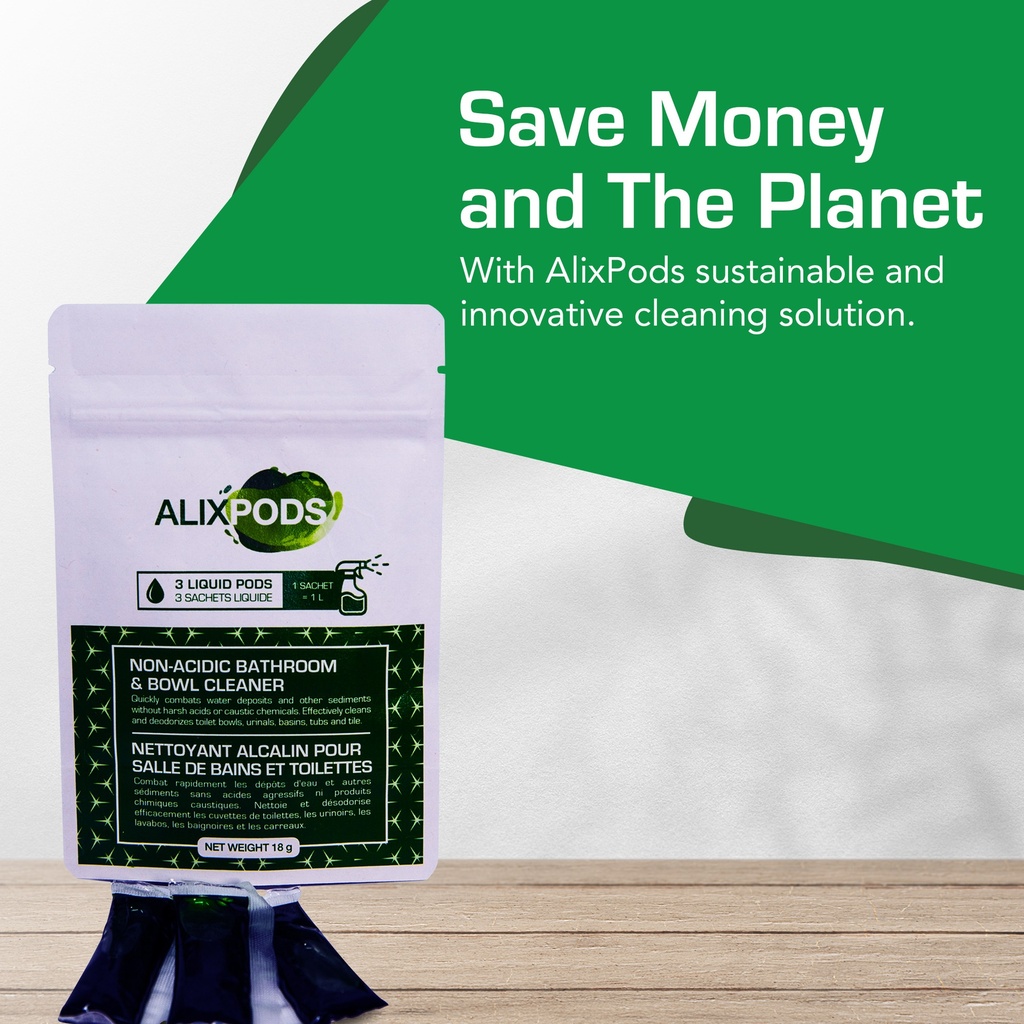 AlixPods Non-Acid Bathroom & Bowl Cleaner - 3 Pods