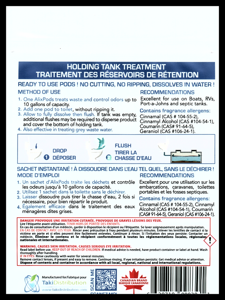 AlixPods Holding Tank Treatment 10 Gal / 40 L - 30 Pods