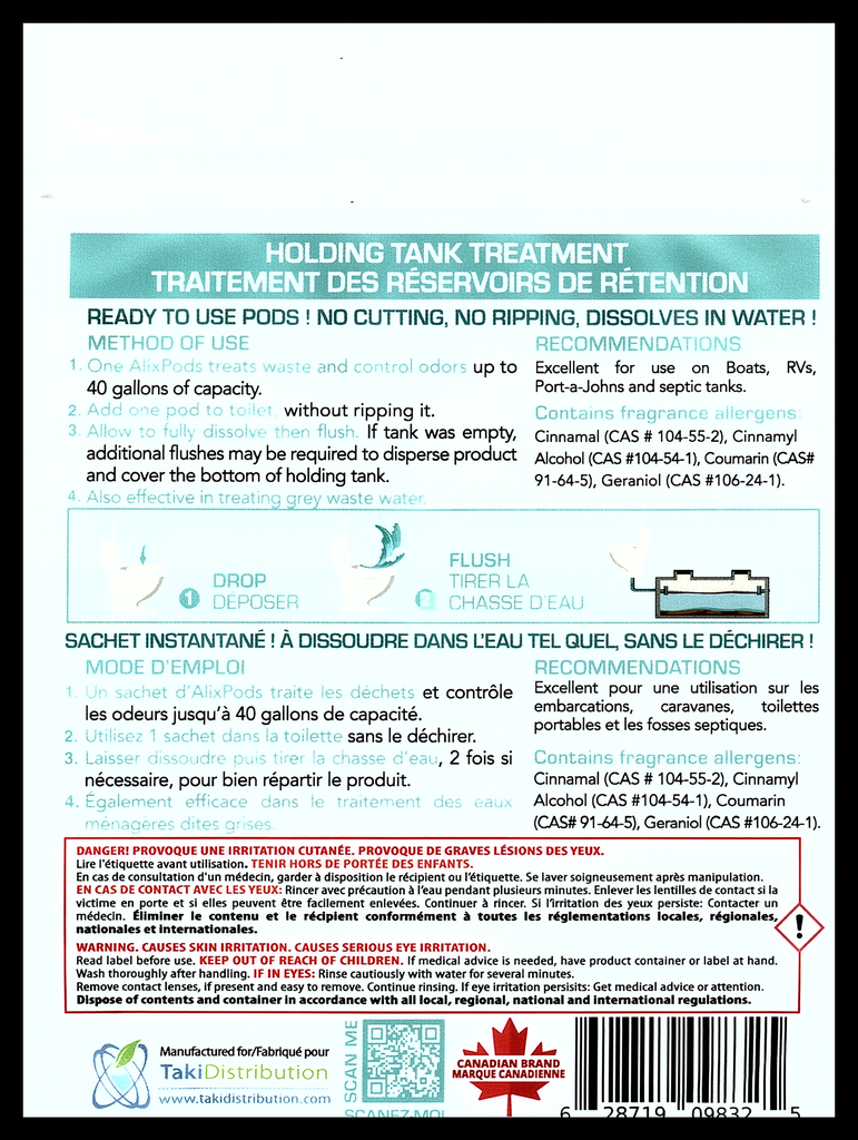 AlixPods Holding Tank Treatment 40 Gal / 150 L - 3 Pods