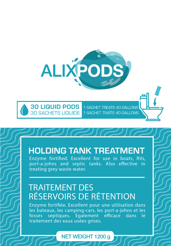 AlixPods Traitement Des Réservoirs De Rétention 40 Gal / 150 L - 30 capsules