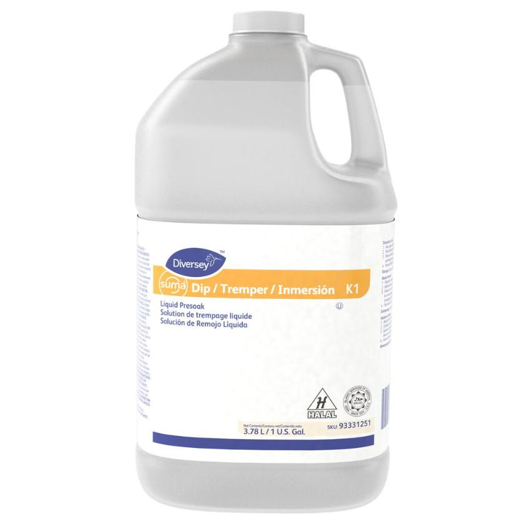 Prétrempage et détachant alcalin chloré concentré Suma® Dip K-1 – 3,78 L
