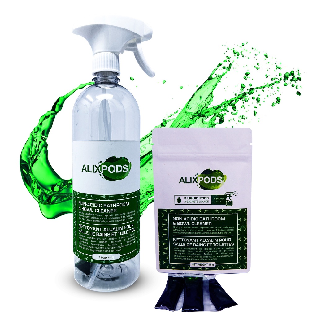 Paquet Kit de Démarrage AlixPods Pour Nettoyant Alcalin Pour Salle De Bains Et Toilettes