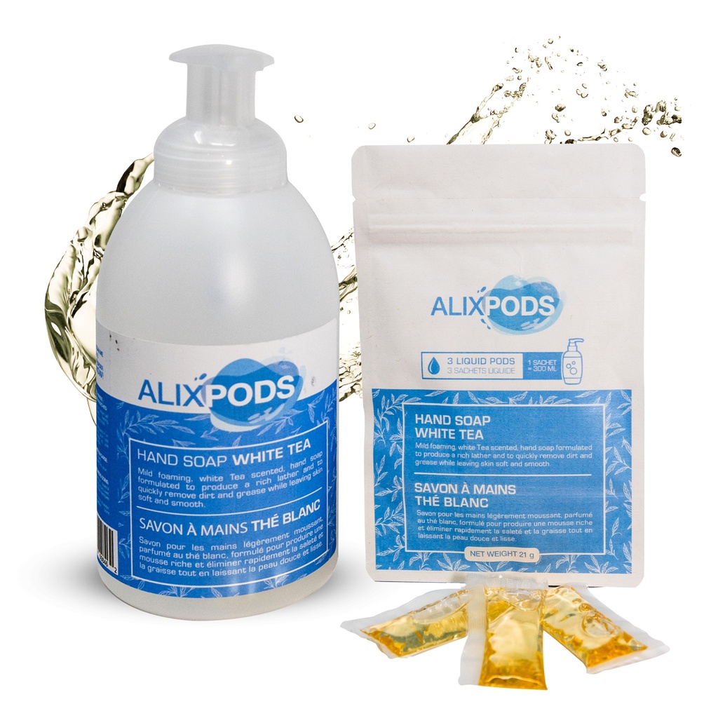 AlixPods Paquet Kit de Démarrage Savon pour les Mains au Thé Blanc
