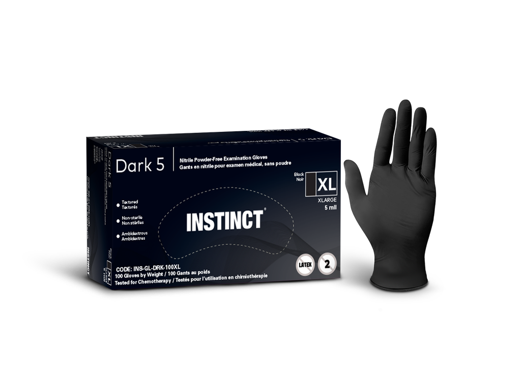 DARK 5 Disposable medical nitrile gloves 5mil black powder free 100/box